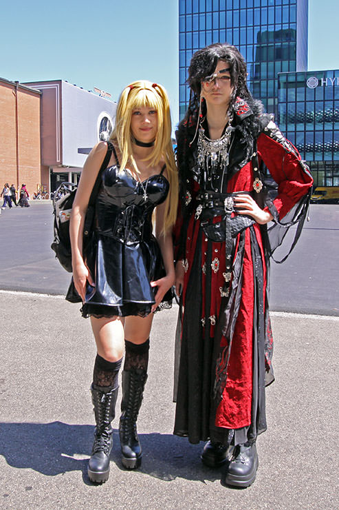 Cosplayers dressed as Misa Amane from "Death Note" manga series, and Hua Cheng from "Heaven Official's Blessing" fantasy novel series, at Fantasy Basel, the Swiss Comic Con; photo by Ivan Kralj.