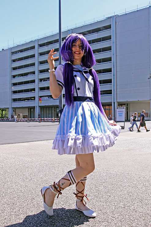 Cosplayer at Fantasy Basel dressed as Nozomi Tojo, a member of the school idol group in Japanese anime series "Love Live!"; photo by Ivan Kralj.