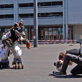 Furry posing for a photographer at Fantasy Basel, the Swiss Comic Con; photo by Ivan Kralj.