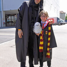 Cosplayers dressed as Severus Snape and Harry Potter, at Fantasy Basel, the Swiss Comic Con; photo by Ivan Kralj.