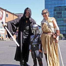 Cosplayer family dressed as "Star Wars" characters, at Fantasy Basel, the Swiss Comic Con; photo by Ivan Kralj.
