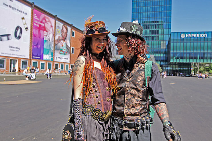 Cosplayer couple dressed in steampunk costumes at Fantasy Basel, the Swiss Comic Con; photo by Ivan Kralj.