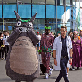 Cosplayer dressed as Totoro from Studio Ghibli's animated film "My Neighbor Totoro", at Fantasy Basel, the Swiss Comic Con; photo by Ivan Kralj.