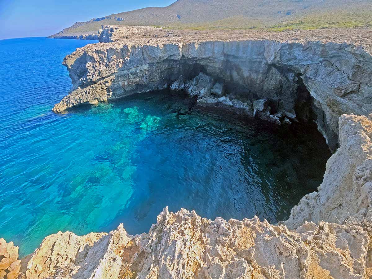 Seaside cliffs near Diakofti, on Kythira Island, Greece; photo by Ivan Kralj.