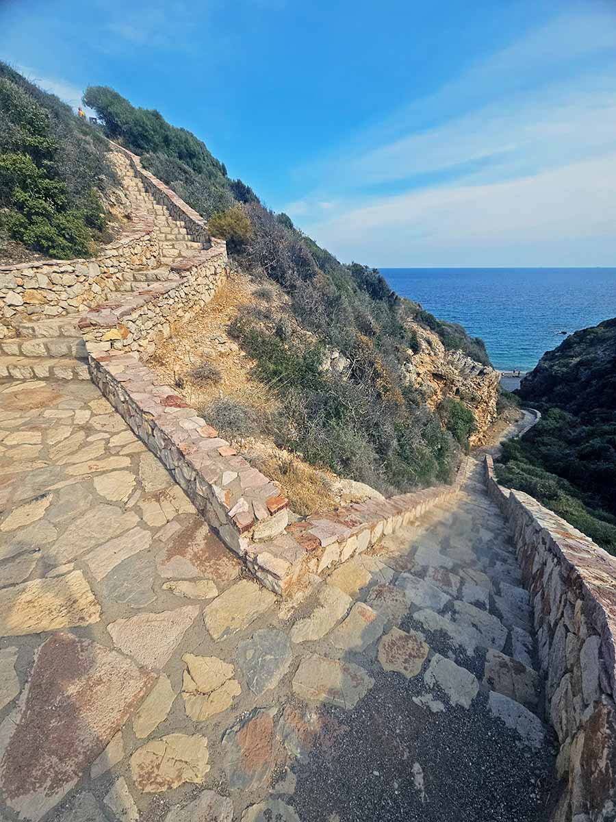 Staircase of 162 stairs leading to Kaladi Beach, Kythira Island, Greece; photo by Ivan Kralj.