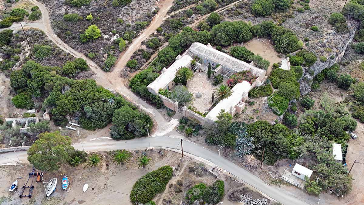 Aerial view of Lazareto quarantine station built by the Brits in 1815 in Kapsali, on Kythira Island, Greece; drone photo by Ivan Kralj.