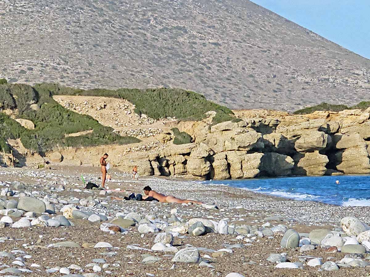 Limni Beach, a clothing-optional beach on Kythira Island, Greece; photo by Ivan Kralj.