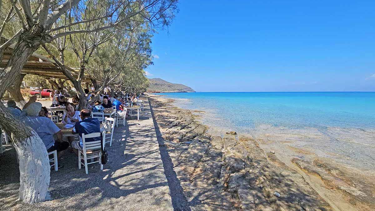 Manolis Tavern at the beachfront of Diakofti, Kythira Island, Greece; photo by Ivan Kralj.