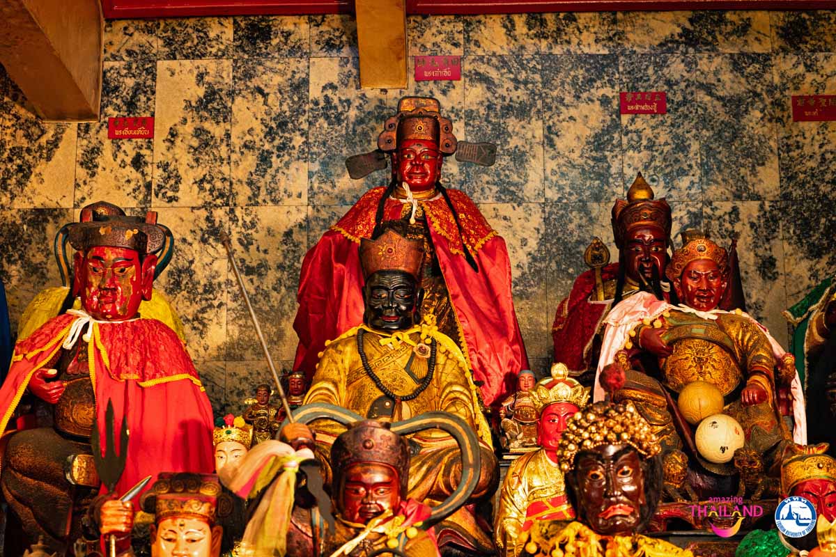 The statues of Nine Emperor Gods deities on the altar of Kathu Shrine in Kathu, Phuket Island, Thailand; copyright Tourism Authority of Thailand.