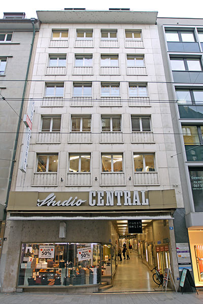 Entrance to Kunstmeile Basel, Rümelins-Passage turned art corridor, at the place of the former Studio Central, Basel's first basement cinema; photo by Ivan Kralj.