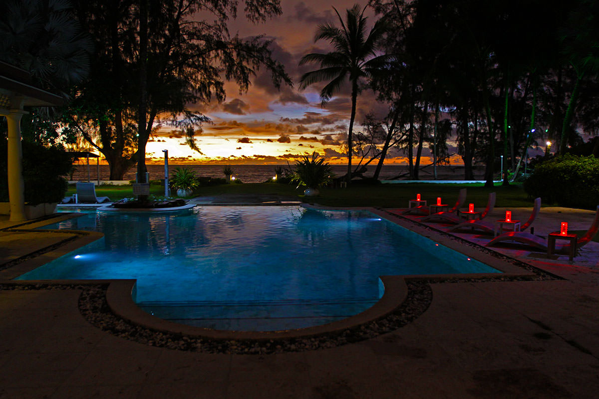 A colorful Khao Lak sunset as seen from the Anda Mani swimming pool, Phang Nga, Thailand; photo by Ivan Kralj.