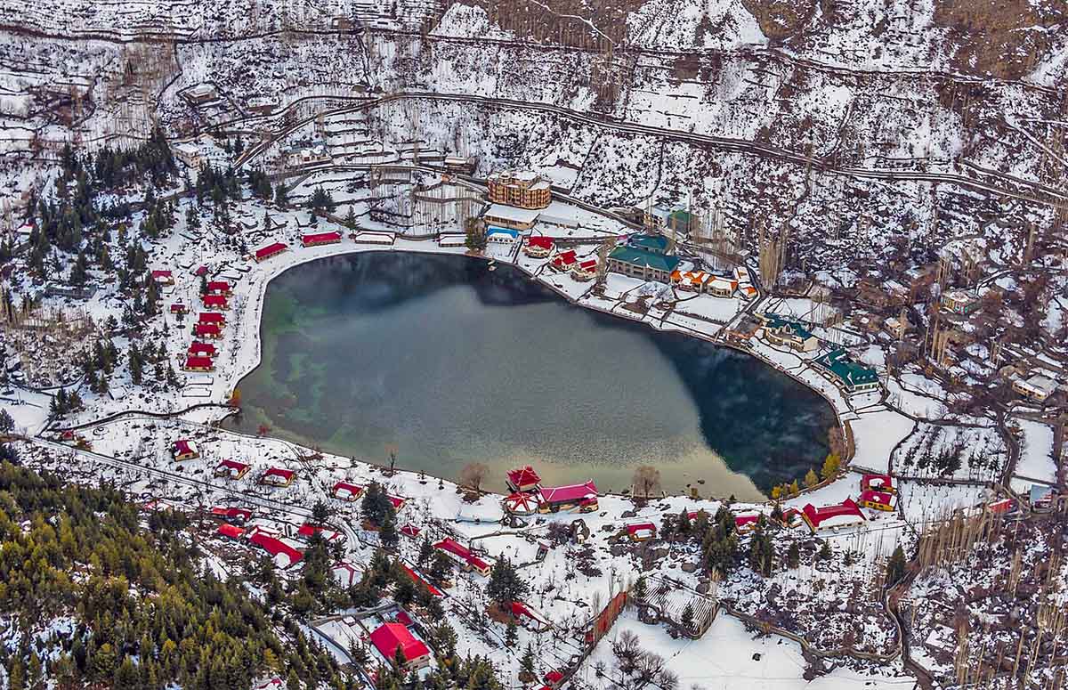 Lower Kachura Lake or Shangrila Lake, a heart-shaped lake in Pakistan; photo by Abbas Shah.