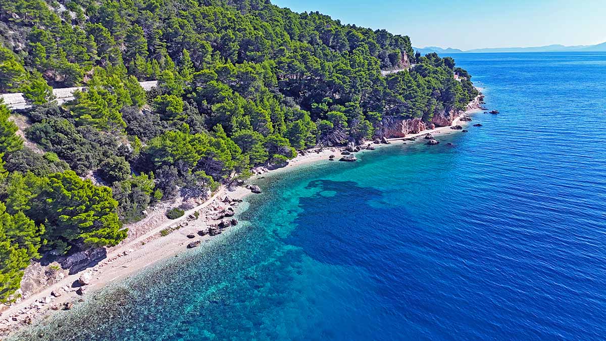 Živogošće FKK East Side, a naturist stretch between Porat and Mala Duba, Makarska Riviera, Croatia; photo by Ivan Kralj.
