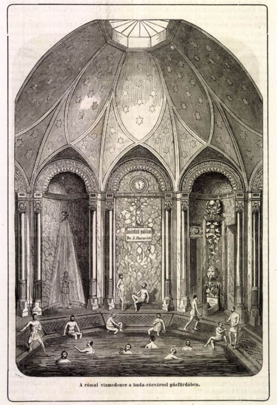 Roman water pool in the Buda-Rácváros steam bath; photo by Hazánk s a Abroad, 1869.